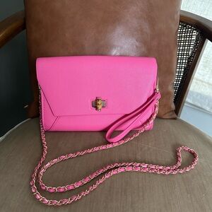 Lilly Pulitzer Cliona Clutch Prosecco Pink Crossbody Purse Wristlet Bamboo